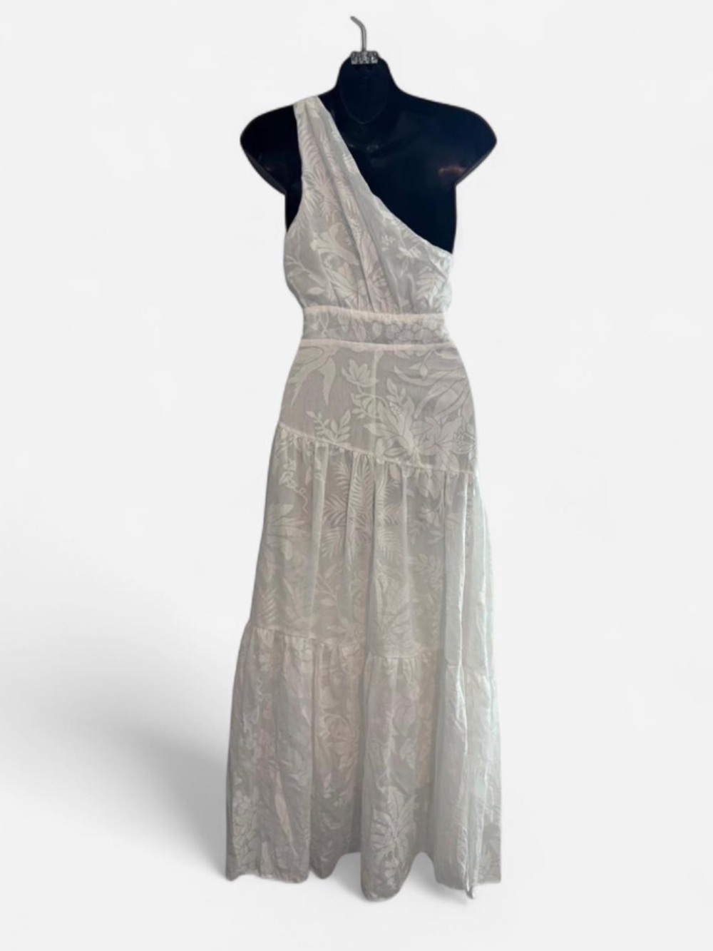 Hello Molly One-Shoulder Tropical Jacquard Midi Dress – Size 6 - Picture 2 of 8